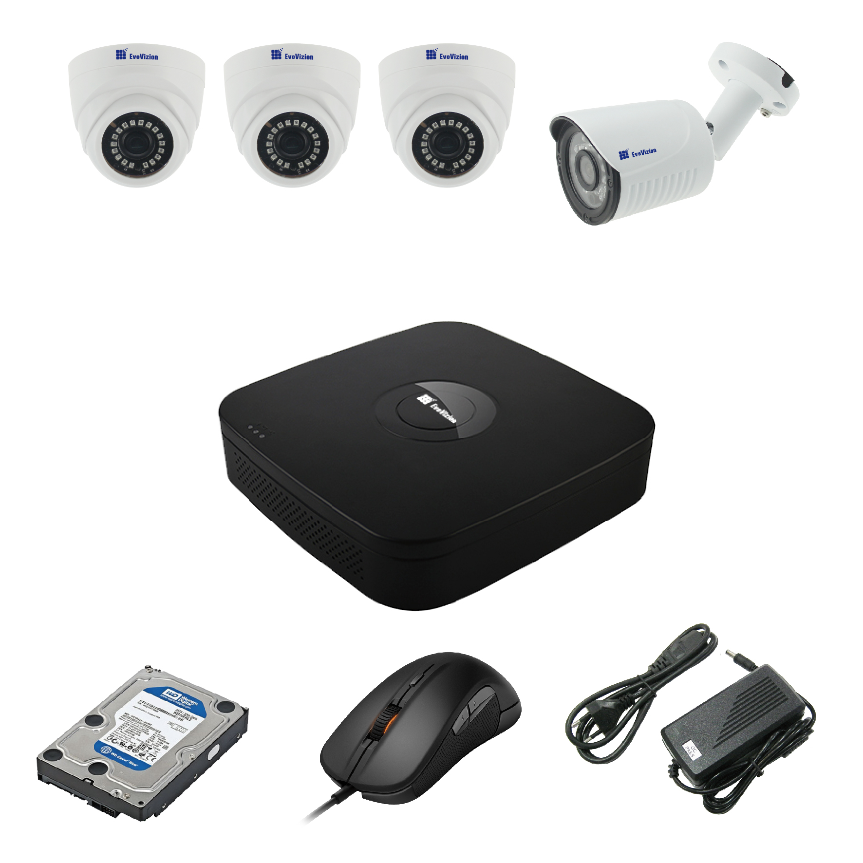 Комплект видеонаблюдения EvoVizion 3DOME-1OUT-240-LITE + HDD 500 Гб