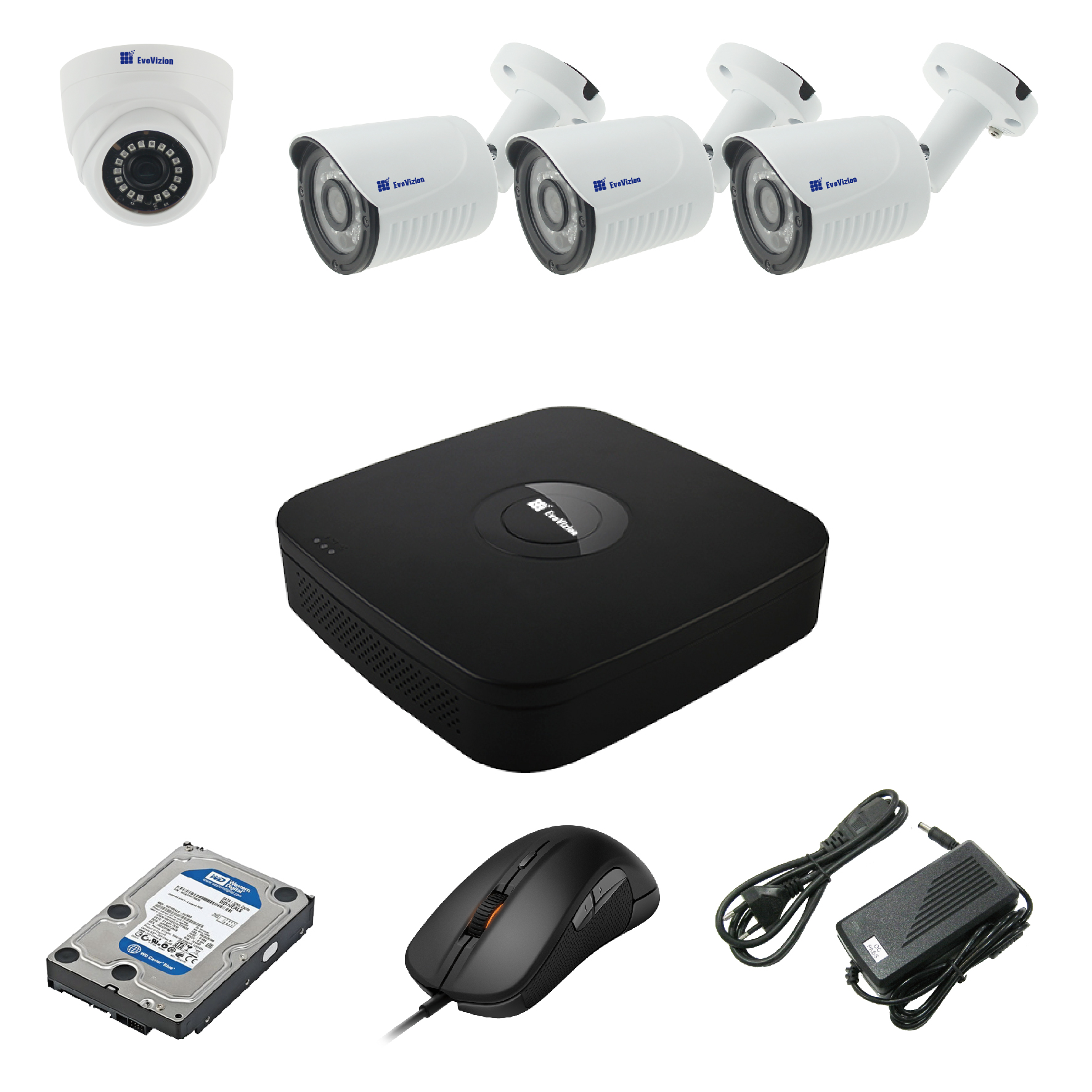 Комплект видеонаблюдения EvoVizion 1DOME-3OUT-240-LITE + HDD 500 Гб