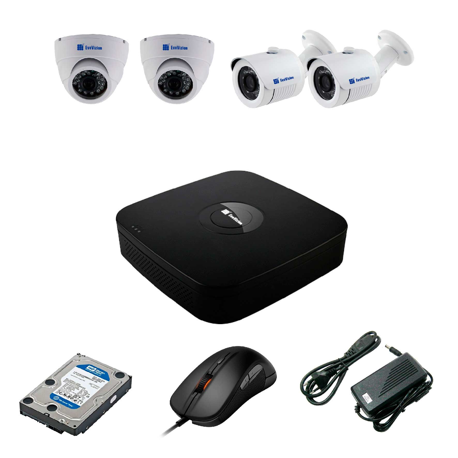Комплект видеонаблюдения EvoVizion 2DOME-2OUT-130 + HDD 2 Тб