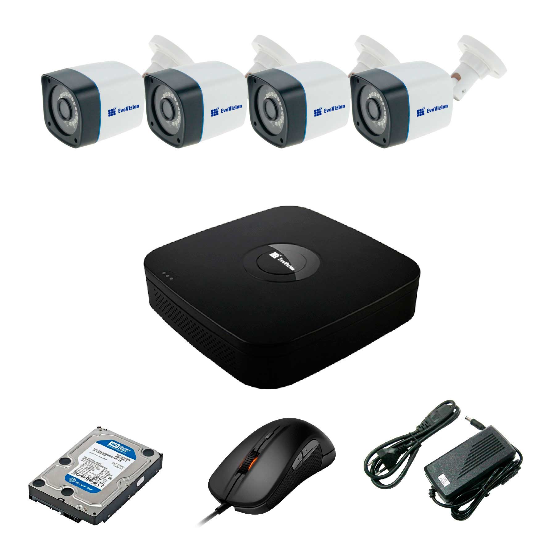 Комплект видеонаблюдения EvoVizion 4OUT-P-100 + HDD 500 Гб